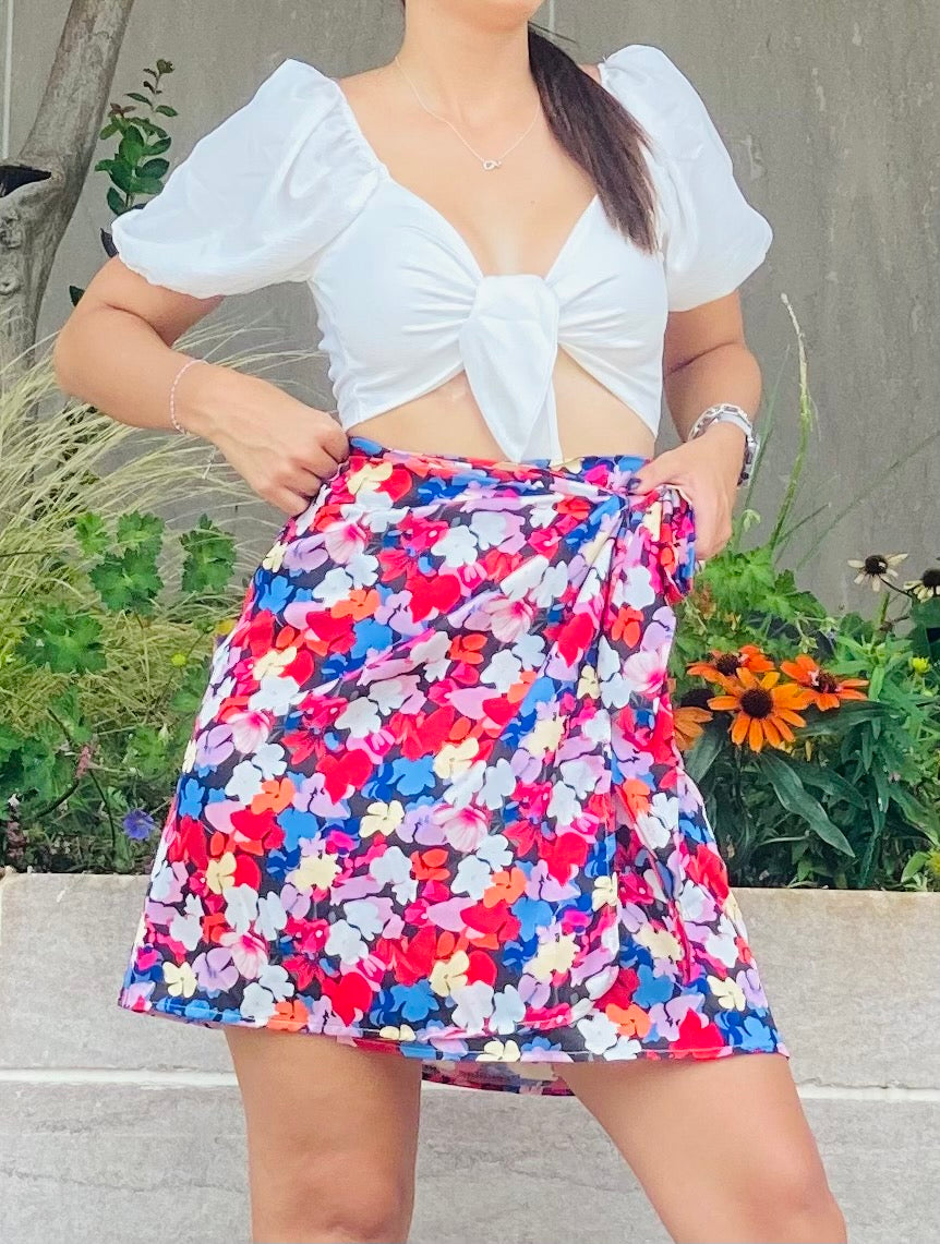 Satin 🌺 Floral Skirt