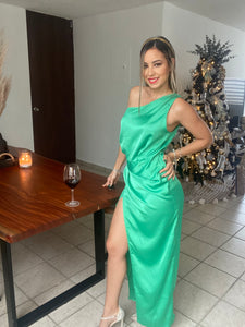 One Shoulder Satin Dress